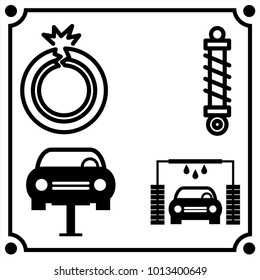 car service set icon vector
