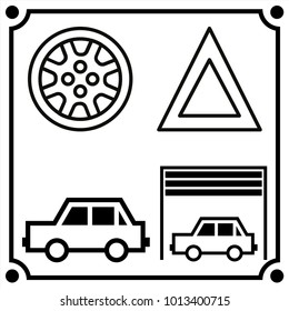car service set icon vector