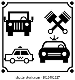 car service set icon vector