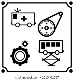 car service set icon vector