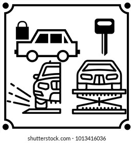 car service set icon vector