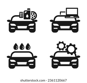 Car service. A set of icons symbolizing the services of a technical center. Vector set.