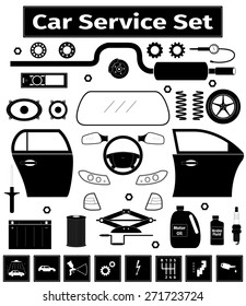 Car service set, vector illustration