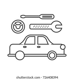 car service sign vector line icon, sign, illustration on background, editable strokes