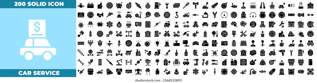 Car Service Solid Editable Icons set. Vector illustration in modern thin solid style of car service icons: car, maintenance, repair, etc
