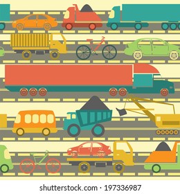 Car service and some types of transportation background. Vector illustration 