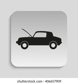 The car at the service station. Vector icon.