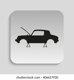 The car at the service station. Vector icon.