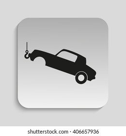 The car at the service station. Vector icon.