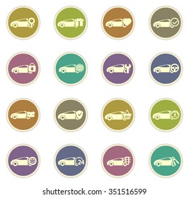 Car service stickers label icon set