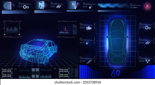 Car service in the style of HUD, Cars infographic ui, analysis and diagnostics in the hud style, futuristic user interface, repairs cars, Car auto service, mechanisms cars, car service HUD. dashboard