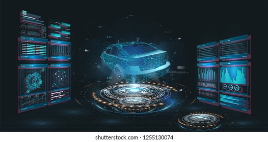 Car service in the style of HUD, Cars infographic ui, analysis and diagnostics in the hud style, futuristic user interface, repairs cars, Car auto service, mechanisms cars, car service HUD. dashboard