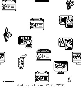 Car Service Technical Maintenance Vector Seamless Pattern Thin Line Illustration