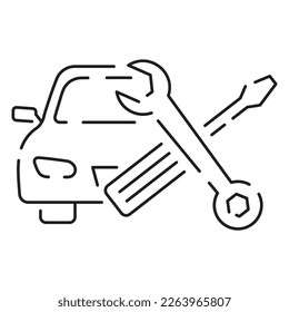 Car service thin line icon, Auto Repair Shop automotive symbol repair garage and Service Graphic Symbol and sign vector illustration 