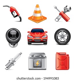 Car service and tools icons high detailed vector set
