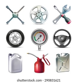 Car Service Tools Icons Set