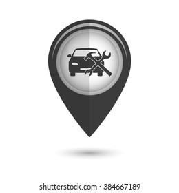 car service - vector icon;  black map pointer