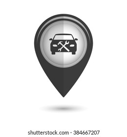 car service - vector icon;  black map pointer