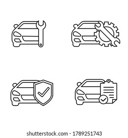 Car service vector icon set. Checkup illustration sign. Registration symbol.