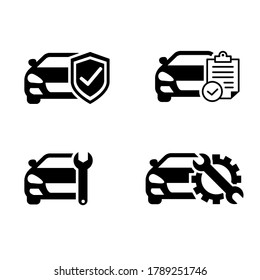 Car Service Vector Icon Set. Checkup Illustration Sign. Registration Symbol.