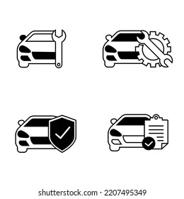 Car service vector icon set. Checkup illustration sign. Registration symbol.