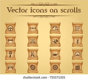 car service vector icons on scrolls for your creative ideas