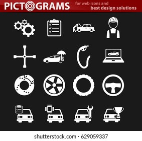 car service vector icons for user interface design