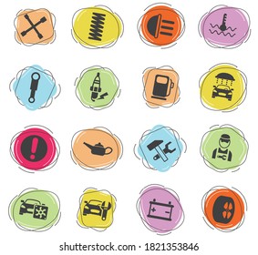 car service vector icons for web and user interface design