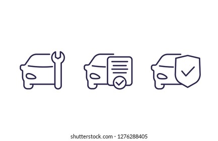 car service vector line icons on white