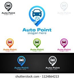 Car Service Vector Logo Design with Auto Repair Shape and Car Concept