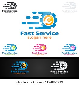 Car Service Vector Logo Design with Auto Repair Shape and Car Concept