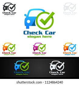 Car Service Vector Logo Design with Auto Repair Shape and Car Concept