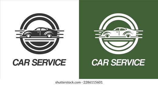 Car service vector logo design concept. Auto garage icon isolated on white background vintage style