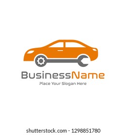 Car service vector logo template. Logo with wrench or gear symbol.  This logo is suitable for industrial, automotive and technology.