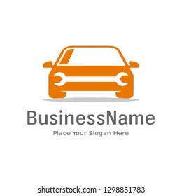 Car service vector logo template. Logo with wrench or gear symbol.  This logo is suitable for industrial, automotive and technology.