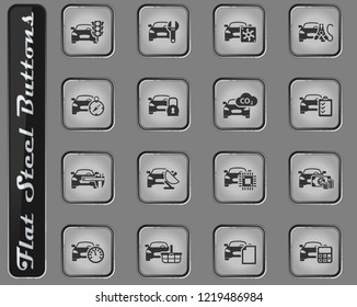 car service vector web icons on the flat steel buttons