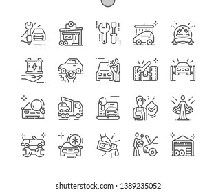 Car service Well-crafted Pixel Perfect Vector Thin Line Icons 30 2x Grid for Web Graphics and Apps. Simple Minimal Pictogram