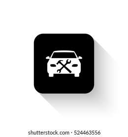 car service - white vector  icon with shadow