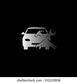 car service - white vector icon;  halftone illustration