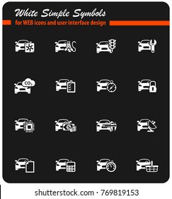 car service white vector icons for web and user interface design