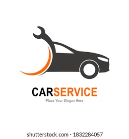 Car service with wrench vector logo template. Suitable for business, web, transportation, automotive and design