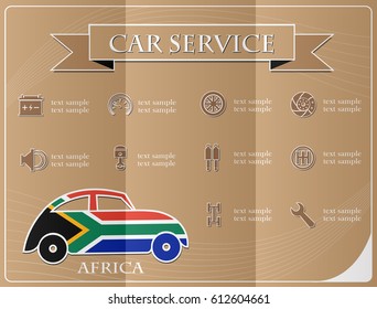 Car service,made from the flag of Africa, vector illustration