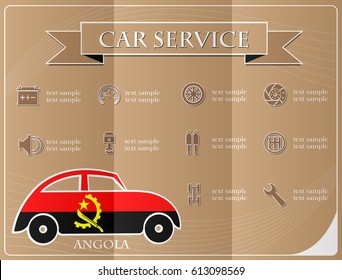 Car service,made from the flag of Angola, vector illustration