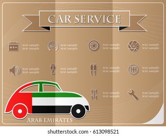 Car service,made from the flag of Arab Emirates, vector illustration