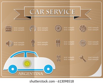 Car service,made from the flag of argentina, vector illustration
