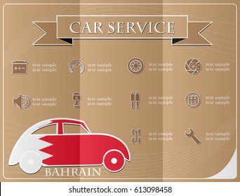 Car service,made from the flag of Bahrain, vector illustration