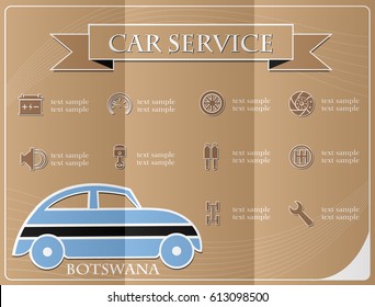 Car service,made from the flag of Botswana, vector illustration