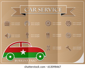 Car service,made from the flag of Burkina Faso, vector illustration