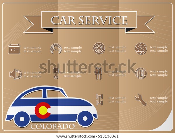 Car service,made from the flag of Colorado,\
vector illustration