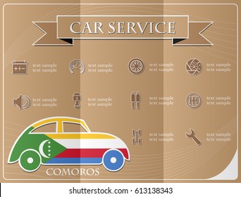 Car service,made from the flag of Comoros, vector illustration